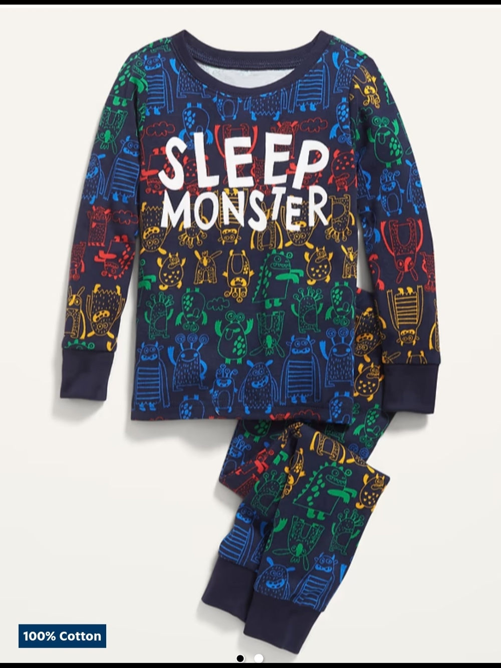 Old Navy Navy Multicolor "Sleep Monster" Pajama Set